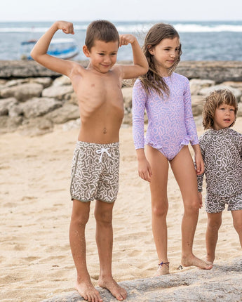 Butterflight Olive Swim Shorts with UPF 50+ sun protection kids
