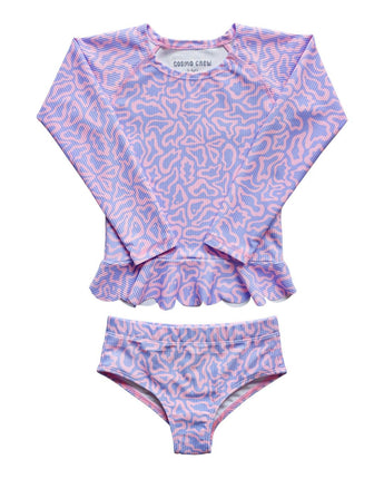 Butterflight Orchid 2 Piece Swimsuit with UPF 50+ sun protection flatlay