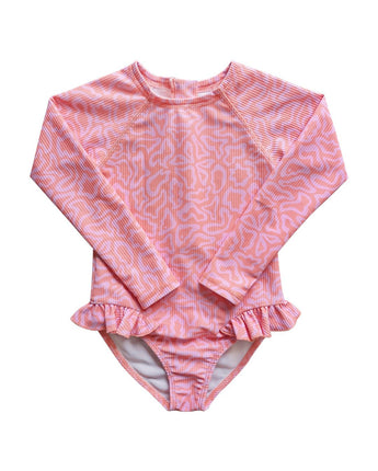 Butterflight Terracotta Swimsuit with UPF 50+ sun protection flatlay