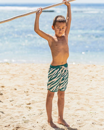 Electric Zebra Emerald Swim Shorts with UPF 50+ sun protection boy