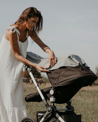 Grey sun Blanket with UPF 50+ sun protection buggy clip