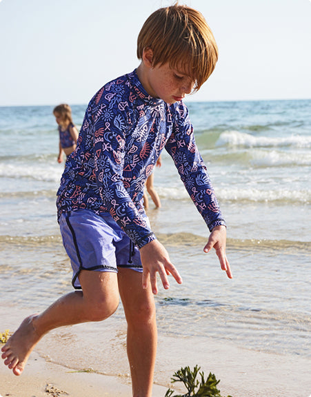 Periwinkle Swim shorts with UPF 50+ sun protection boy