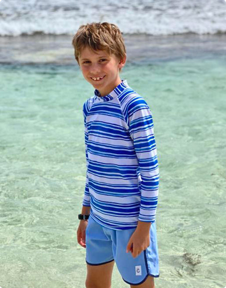 Periwinkle Swim shorts with UPF 50+ sun protection boy teen