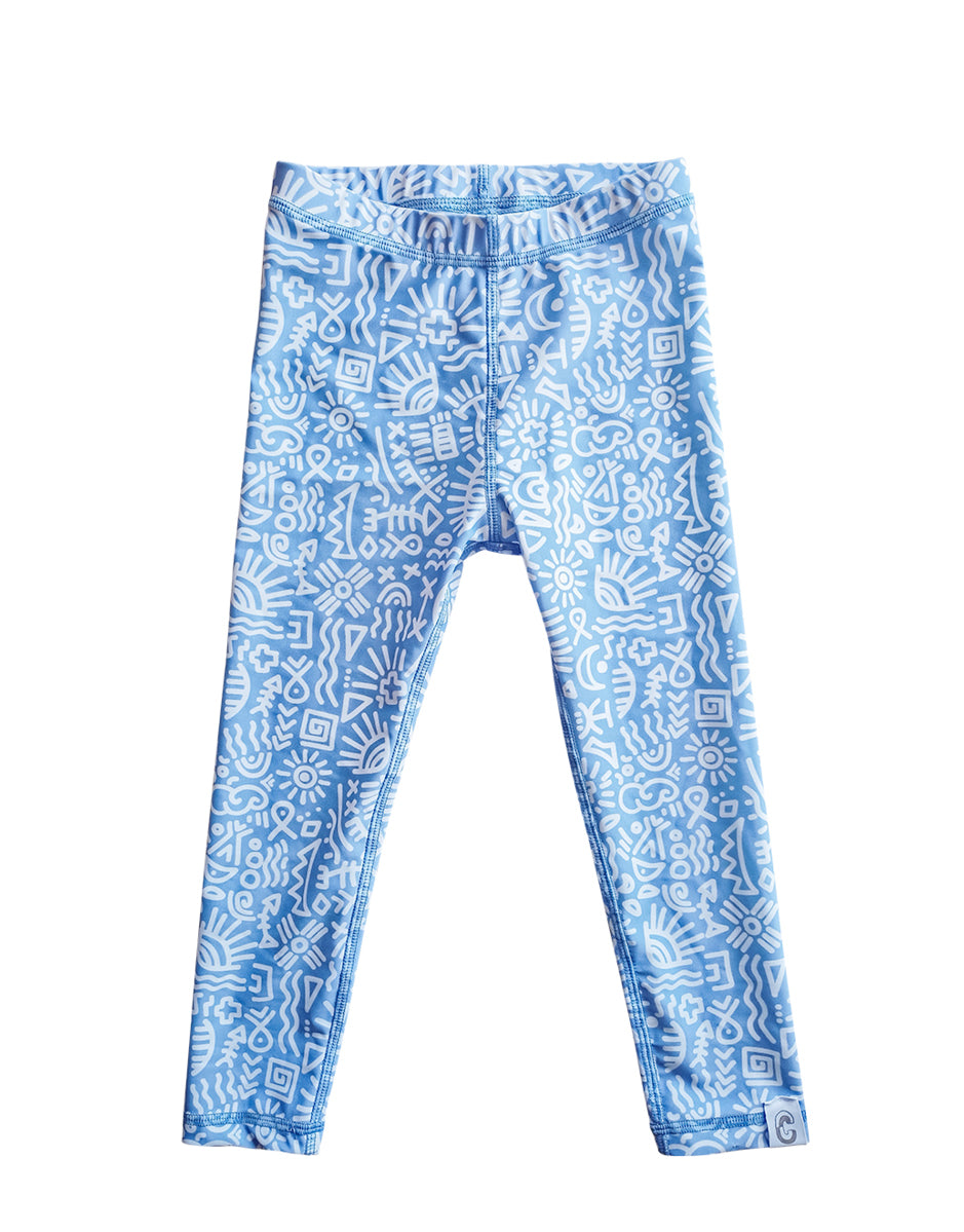 Periwinkle Tribal Leggings with UPF 50+ sun protection