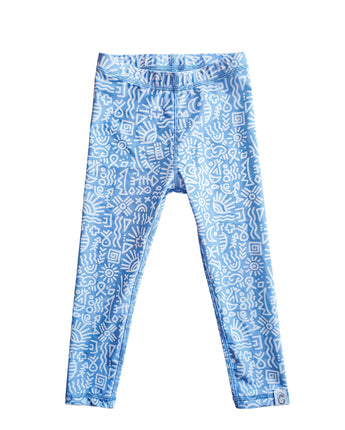 Periwinkle Tribal Leggings with UPF 50+ sun protection